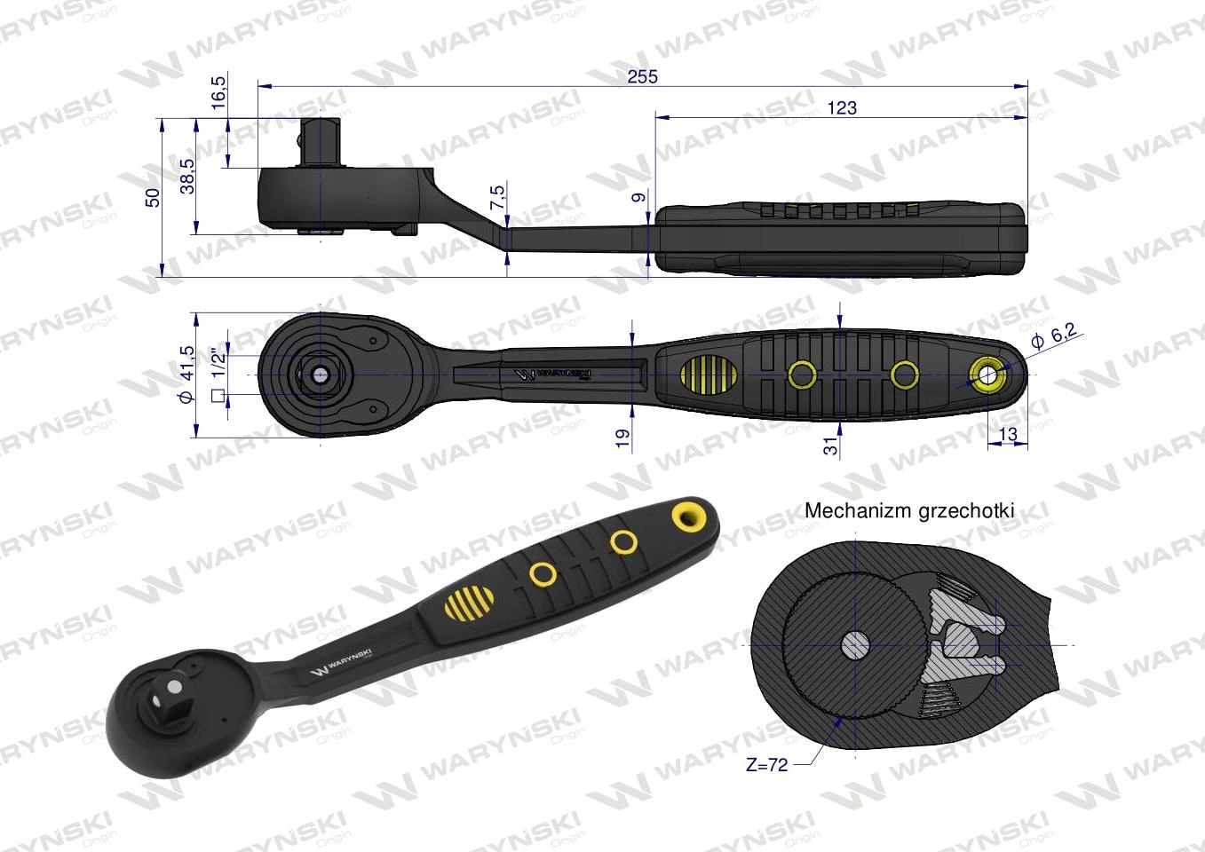Grzechotka 1 2 72T odgieta WARYNSKI 25 LAT Producent code WMR010