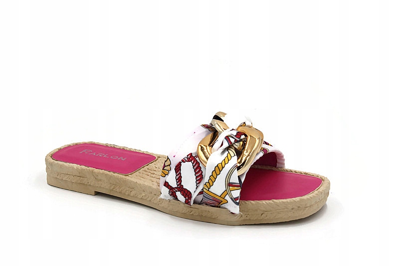 XS-8 CZARNE KLAPKI ZDOBIONE ZŁOTYM ŁAŃCUCHEM R.39 Materiał zewnętrzny tkanina