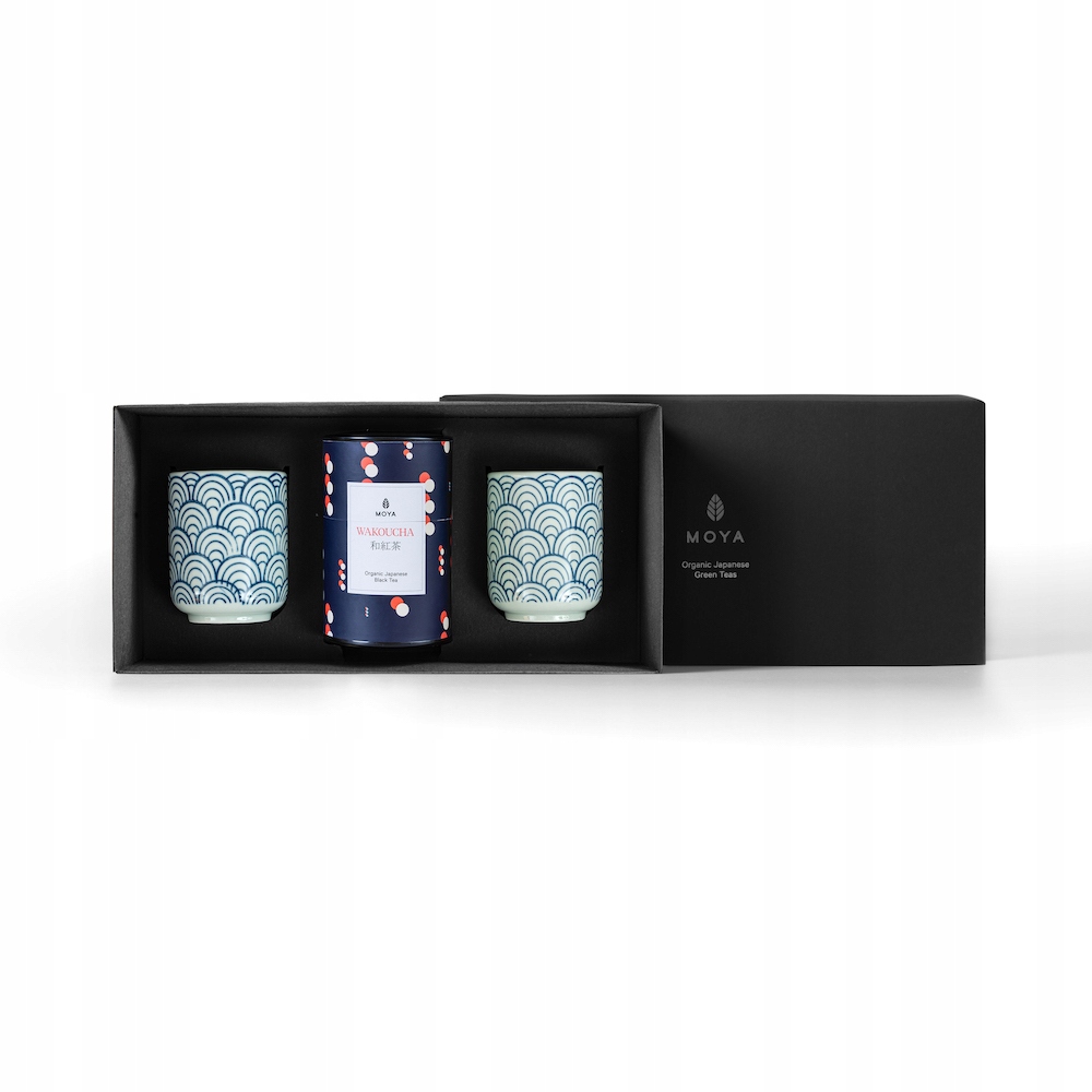 Dárková sada – organický černý čaj Moya Wakocha a 2 hrnky Choseki
