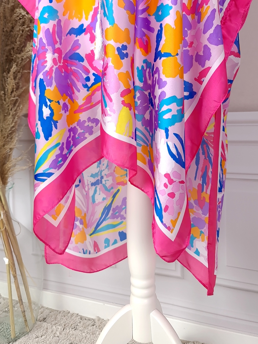 JEDWABNE PAREO CHUSTA PLAŻOWA narzutka BOHO KOLORY Wzór dominujący mix wzorów