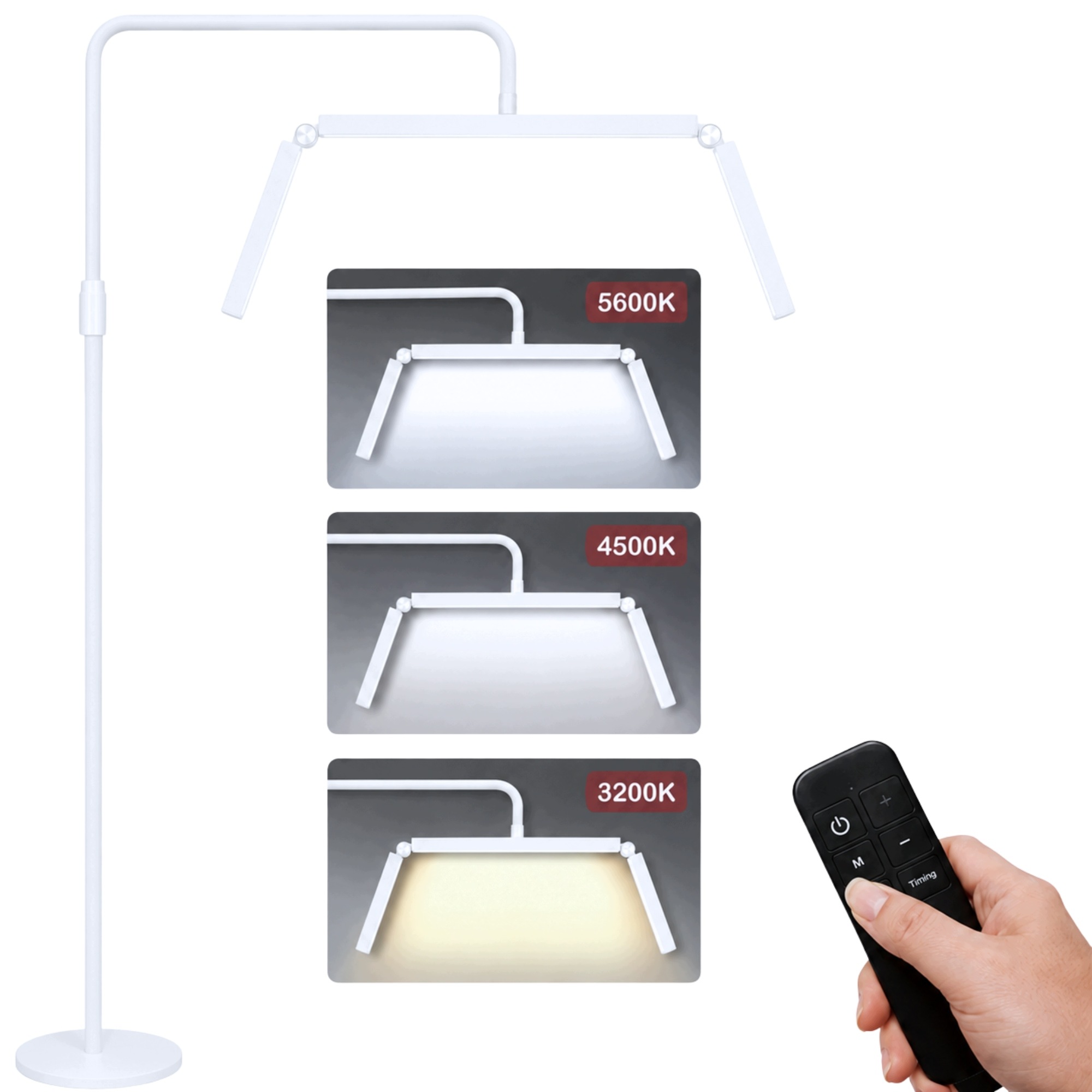 Kosmetická Led lampa Moon Luk 24W na řasy Stojící bílá 180 cm