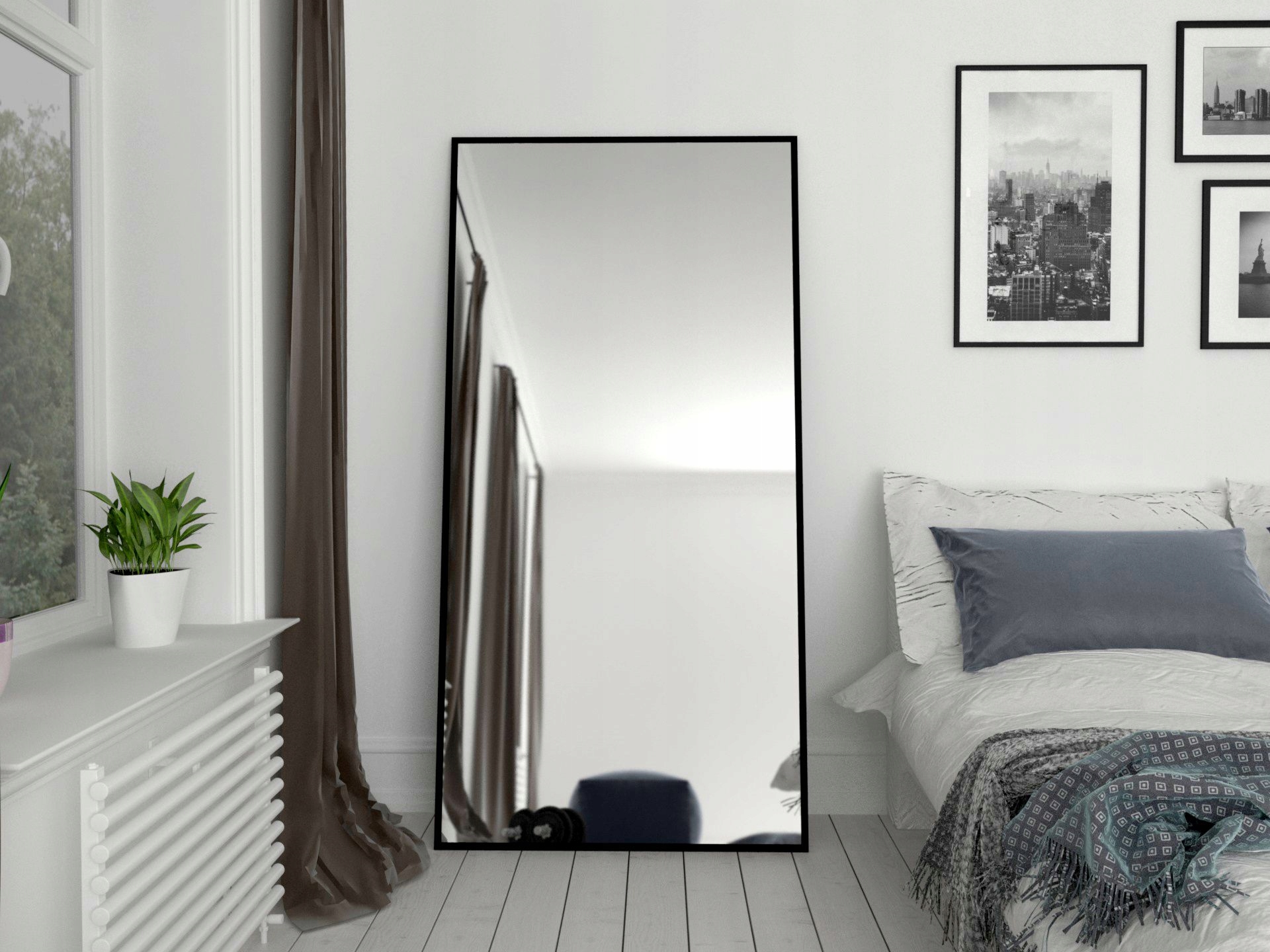 Lustro w Czarnej Ramie Aluminiowej Wąska K 170X50 Stan opakowania oryginalne