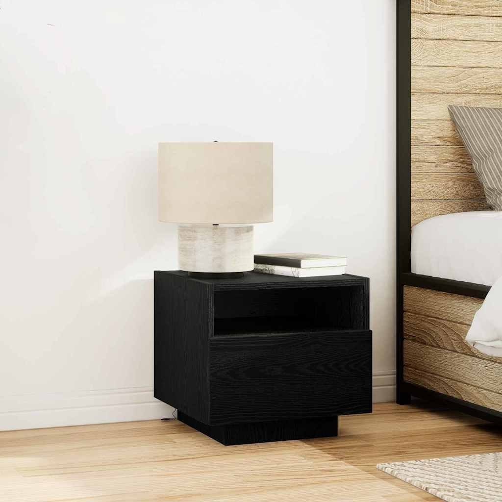 Pohľad X Nočný stolík s Led lampami 2 kusy Čierny dub 40x39x37 cm