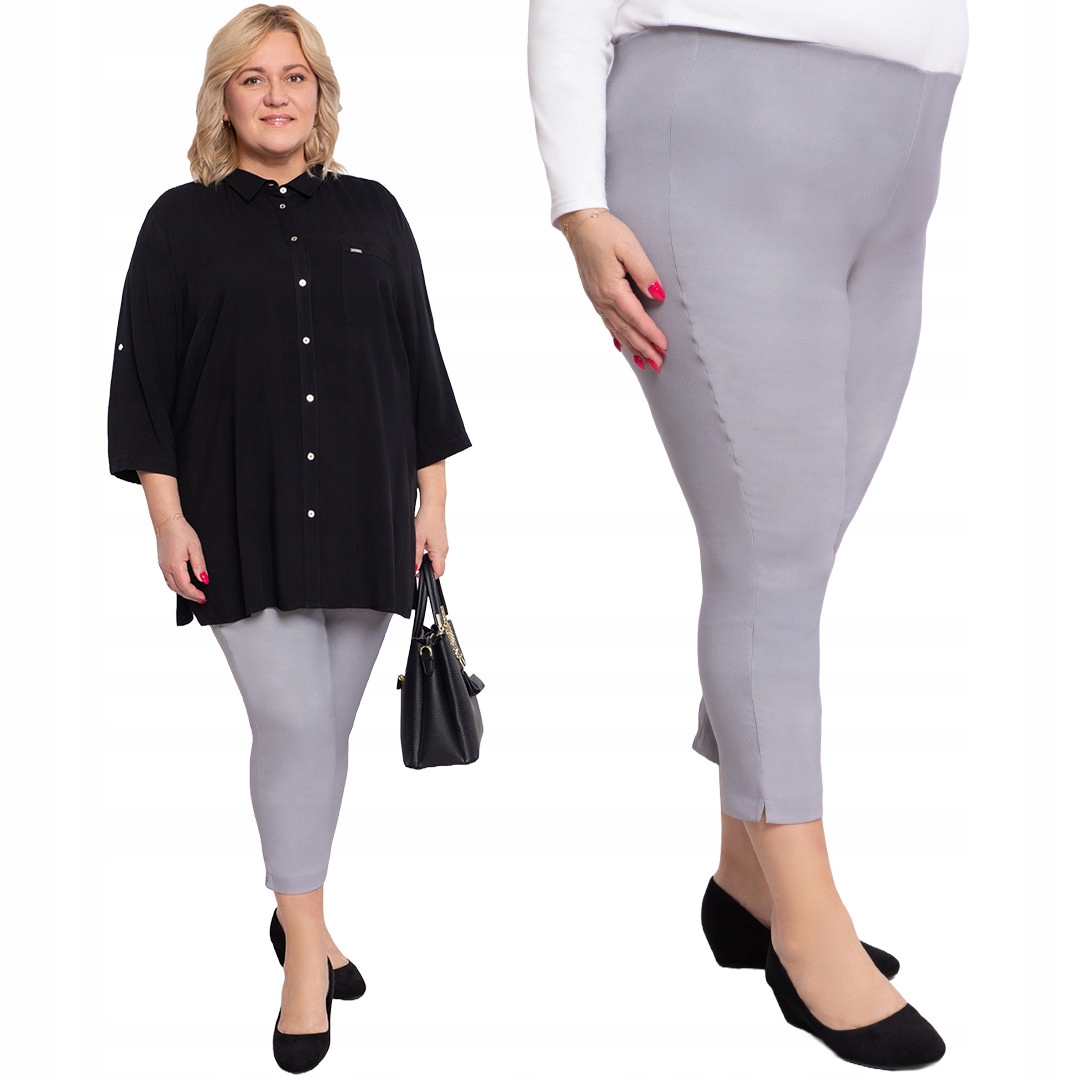 Světle šedé kalhoty s délkou do poloviny lýtka 64