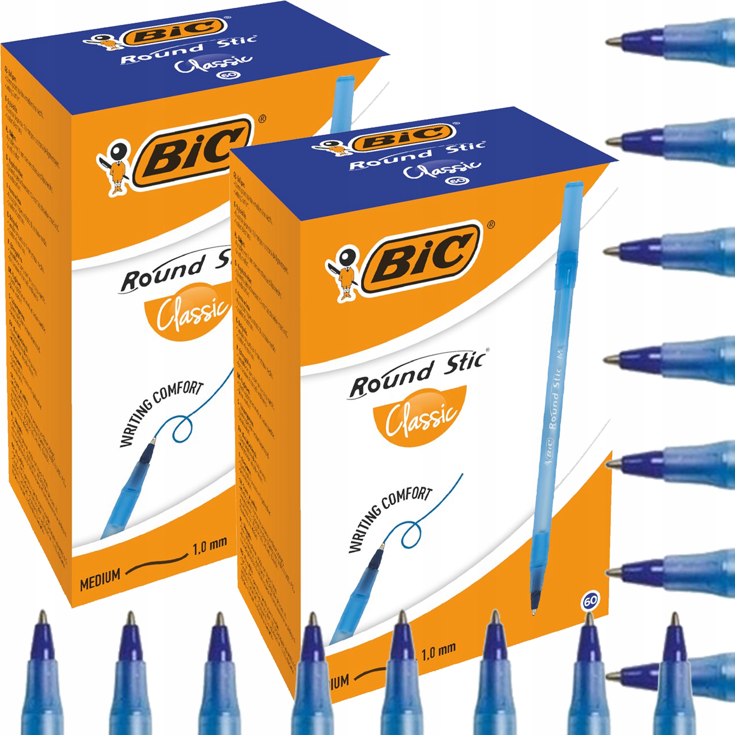 Bic Długopis Biurowy Szkolny Round Stic Niebieski 120 sztuk