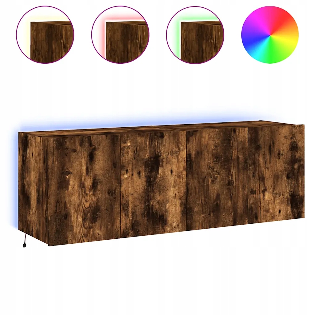 Ścienne szafki Tv z Led, 2 szt., przydymiony dąb, 60x35x41 cm