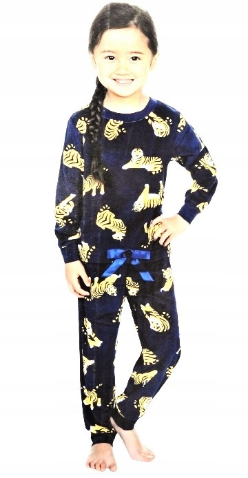 PIŻAMA Welurowa dresowa miękka ciepła 110-116 Kolor czarny