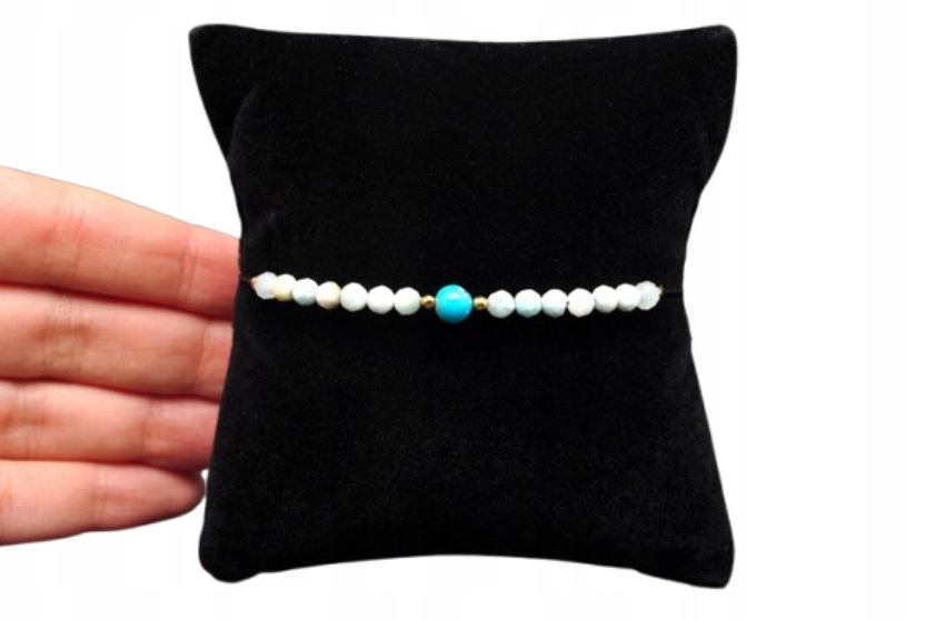 * Tyrkys Larimar Nastavitelný Náramek Vynikající Jako dárek Č. 24 *