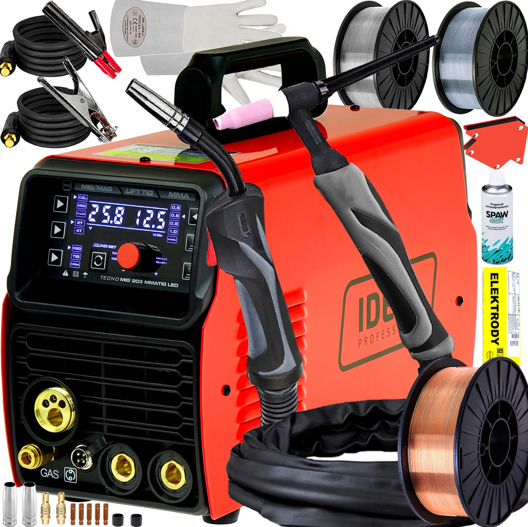 Spawarka Inwertorowa Migomat Półautomat Ideal Tecnomig 203 Led Synergia Tig