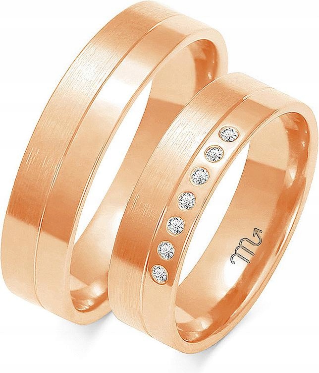 Růžové zlaté svatební snubní prsteny svatba 585, rok 20 21 22, jedinečný svatební vzor