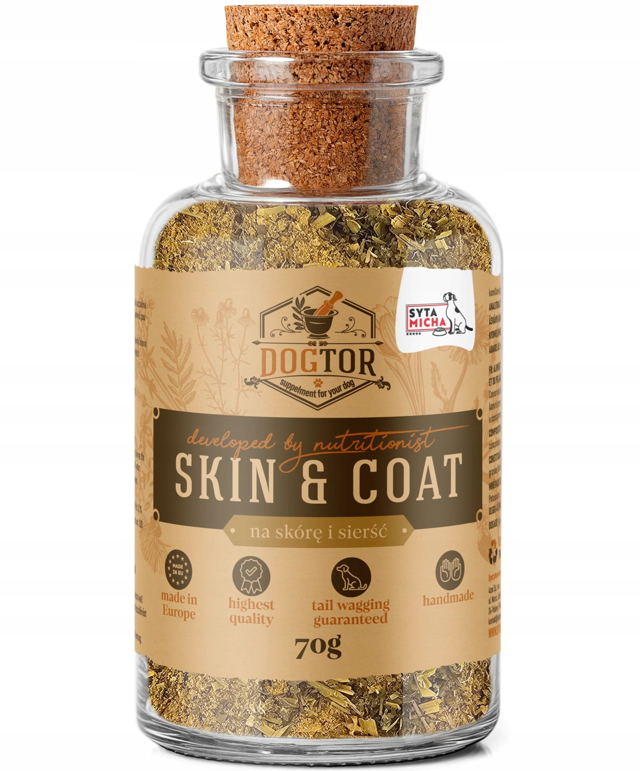 Levně Syta Micha Dogtor Skin & Coat 70 g Bylinný doplněk stravy na kůži a srst