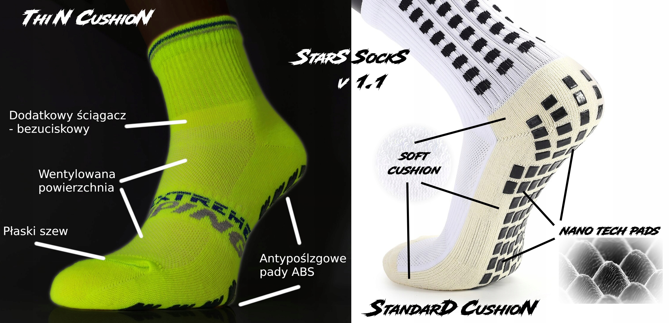 ABS Skarpetki antypoślizgowe stopki yoga fitness Kolor dominujący szary