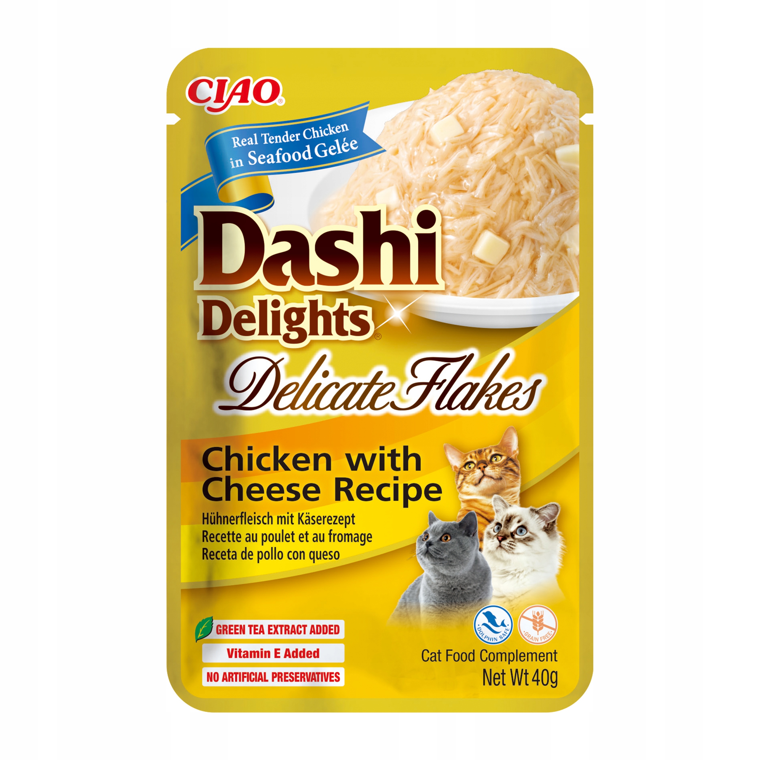 Levně 9X Inaba Cat Dashi Delights Kuřecí sýrové vločky 40 g