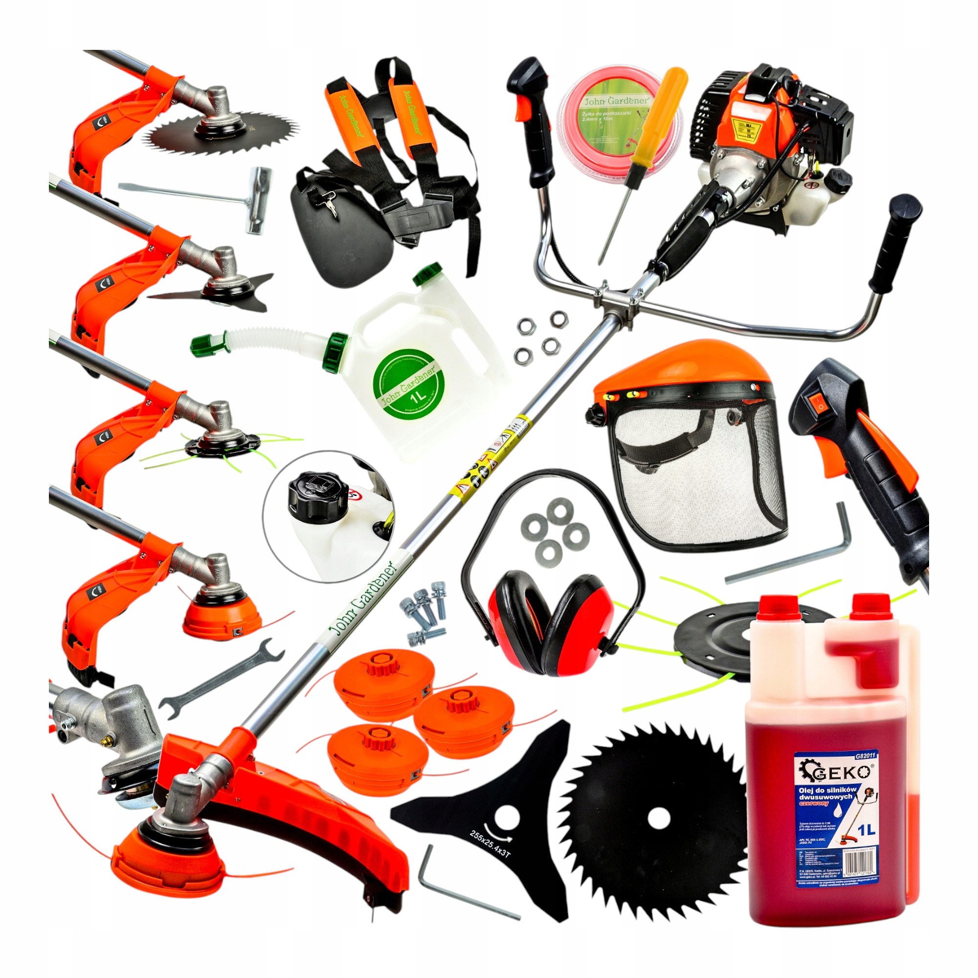 Kosa Spalinowa Podkaszarka Wykaszarka Mocna 6KM Zestaw XXL John Gardener