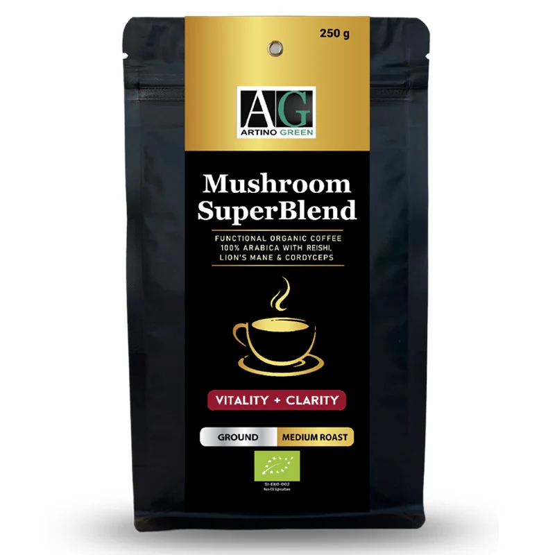 Levně Káva Arabica organická Reishi Lion Artino Green Mushroom SuperBlend 250 g