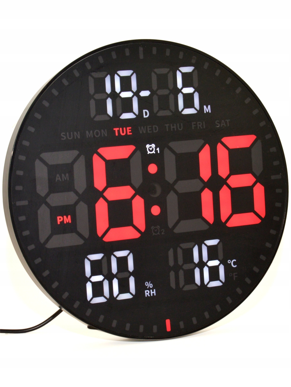 Nástěnné digitální hodiny s teploměrem JH2560 25,5 cm ovládání pomocí dálkového ovladače