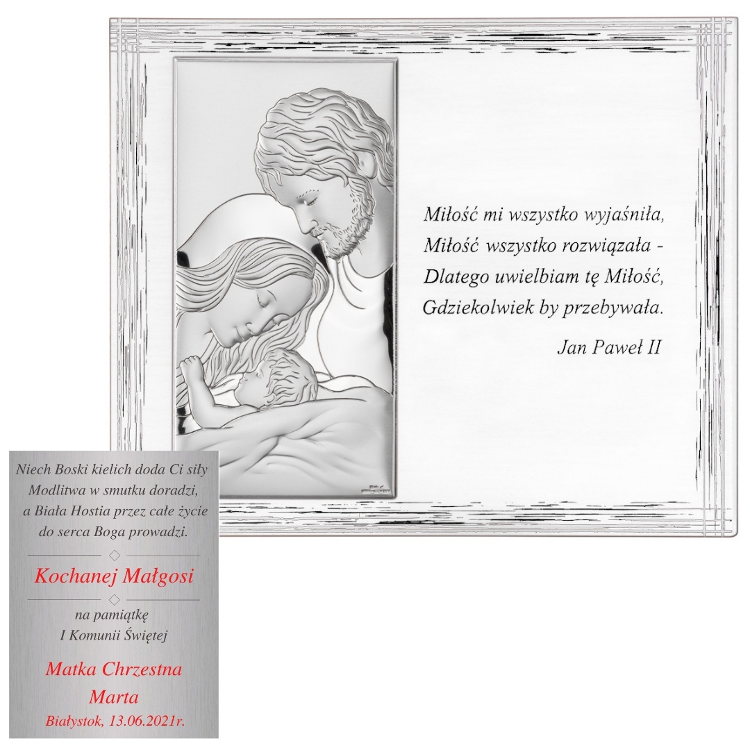 Obrázek stříbrný Svatá rodina 25 x 20cm bílá