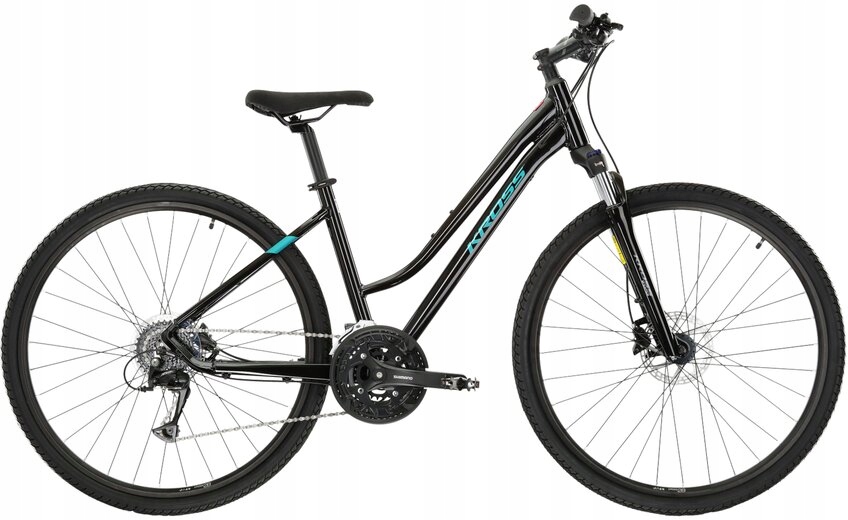 Rower crossowy damski Kross Evado 5.0 28 M(17") czarny/turkusowy połysk