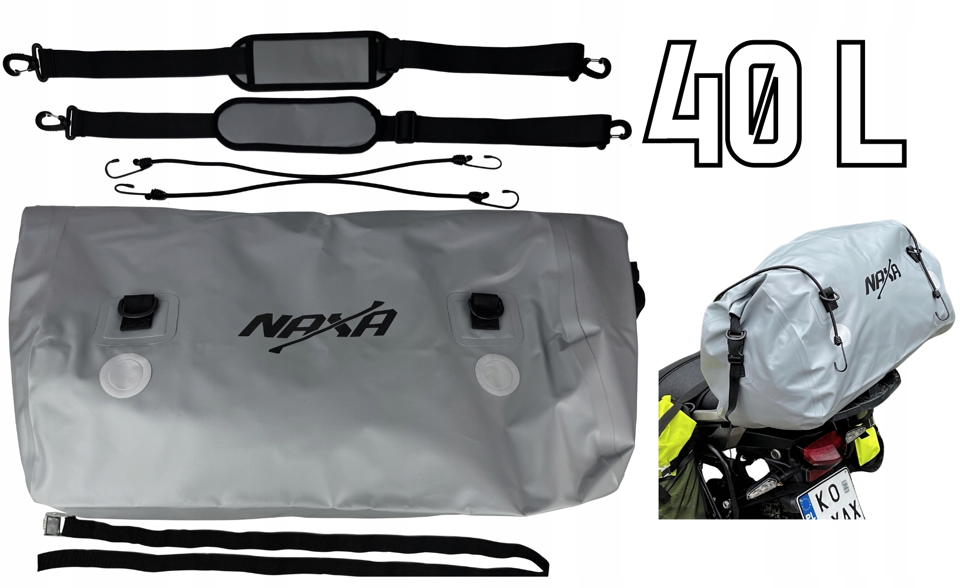 Brašna Na Motorku Naxa TW4 Váleček Na Zadní Část Motocyklu Roll BAG|40 Litrů