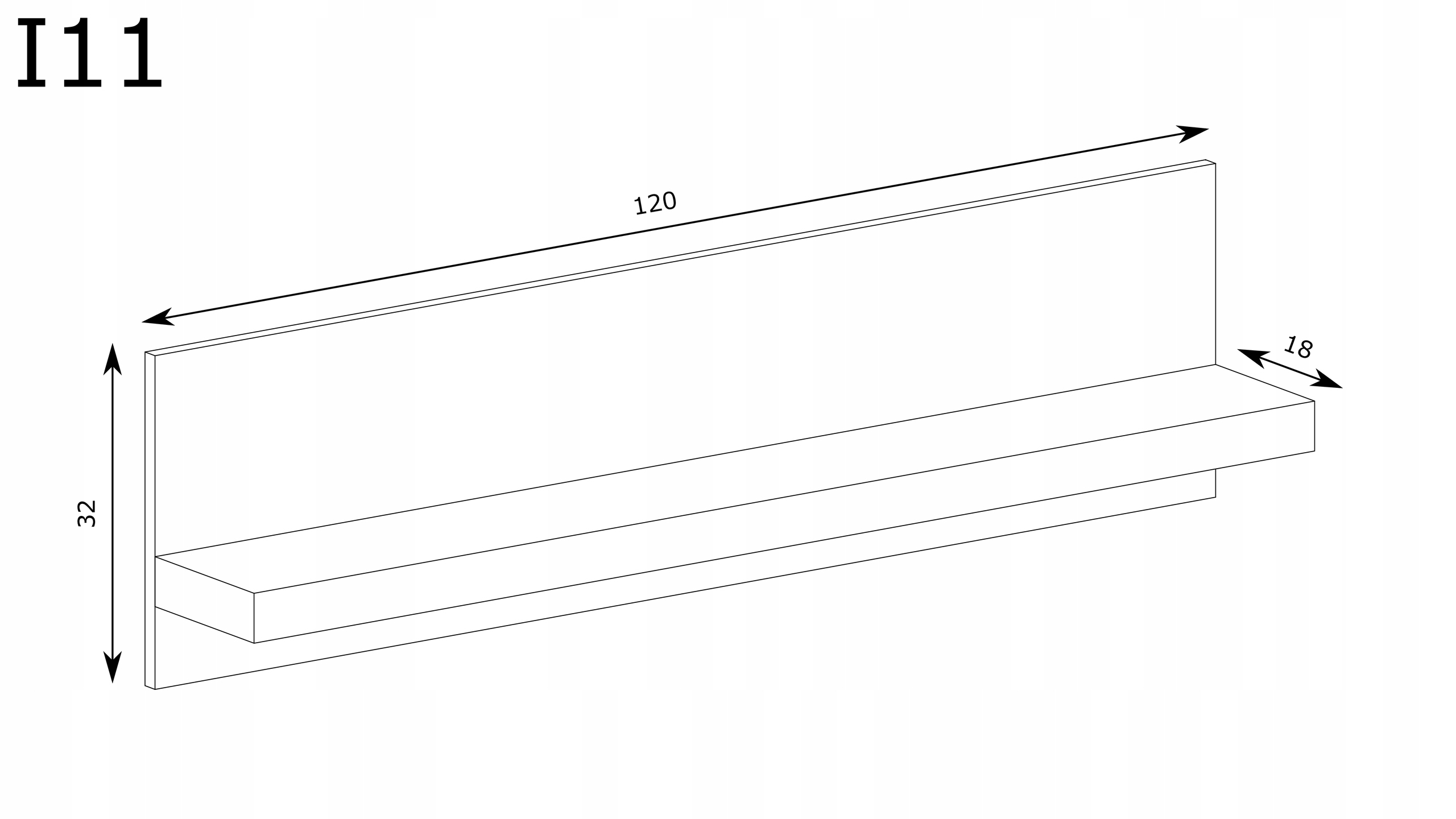 PÓŁKA wisząca 120 cm INDIANAPOLIS I-11 JESION CIEMNY Marka Pros