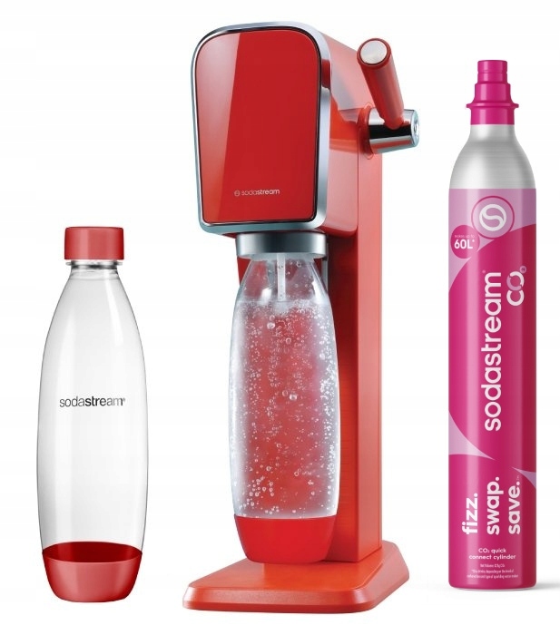 Výrobník Sody SodaStream Art červený 1 láhev a bombička CO2 součástí balení