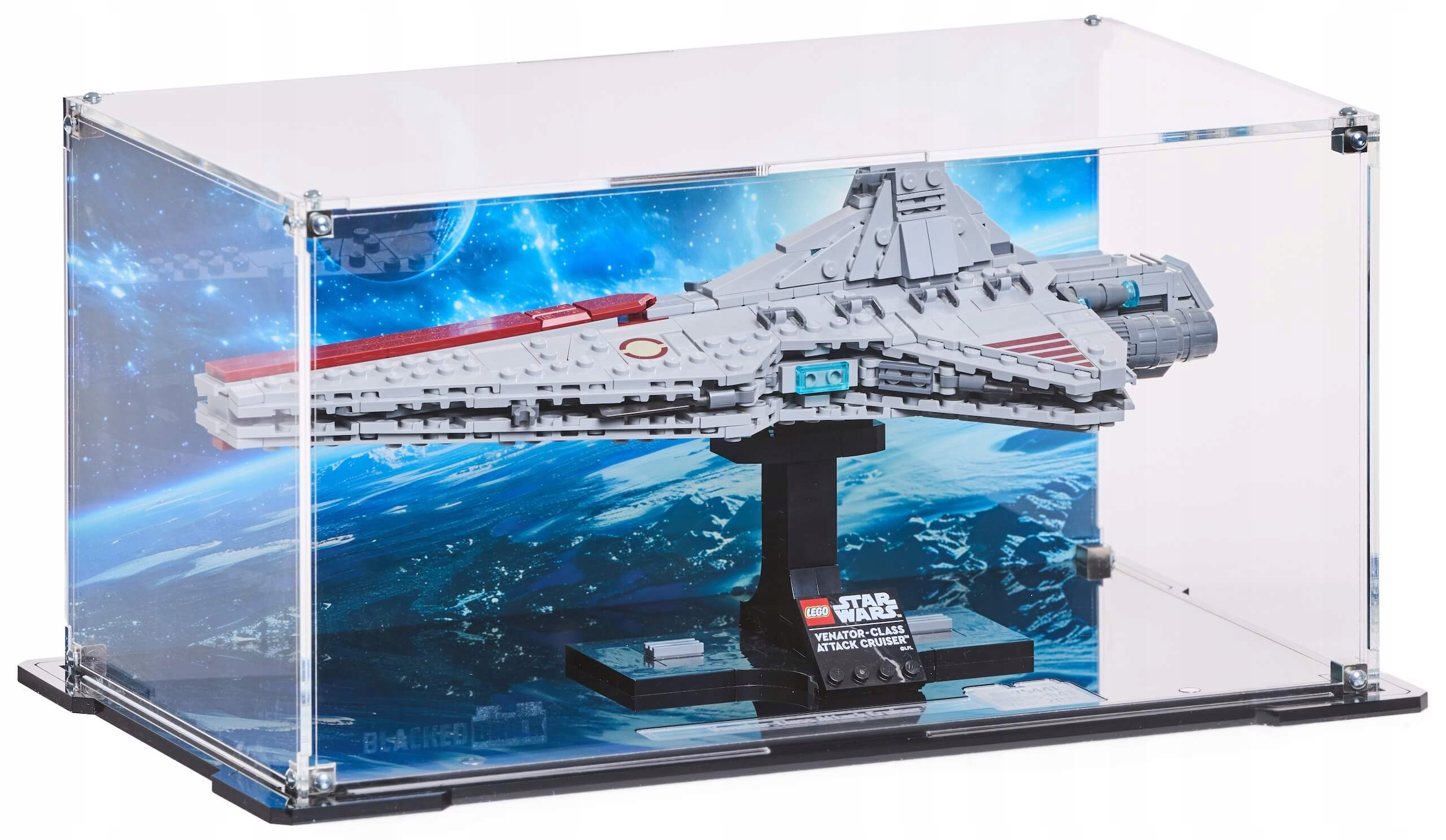 Vitrína s pozadím Blacked Brick pro Lego 75441 Star Wars Křižník typu Venator