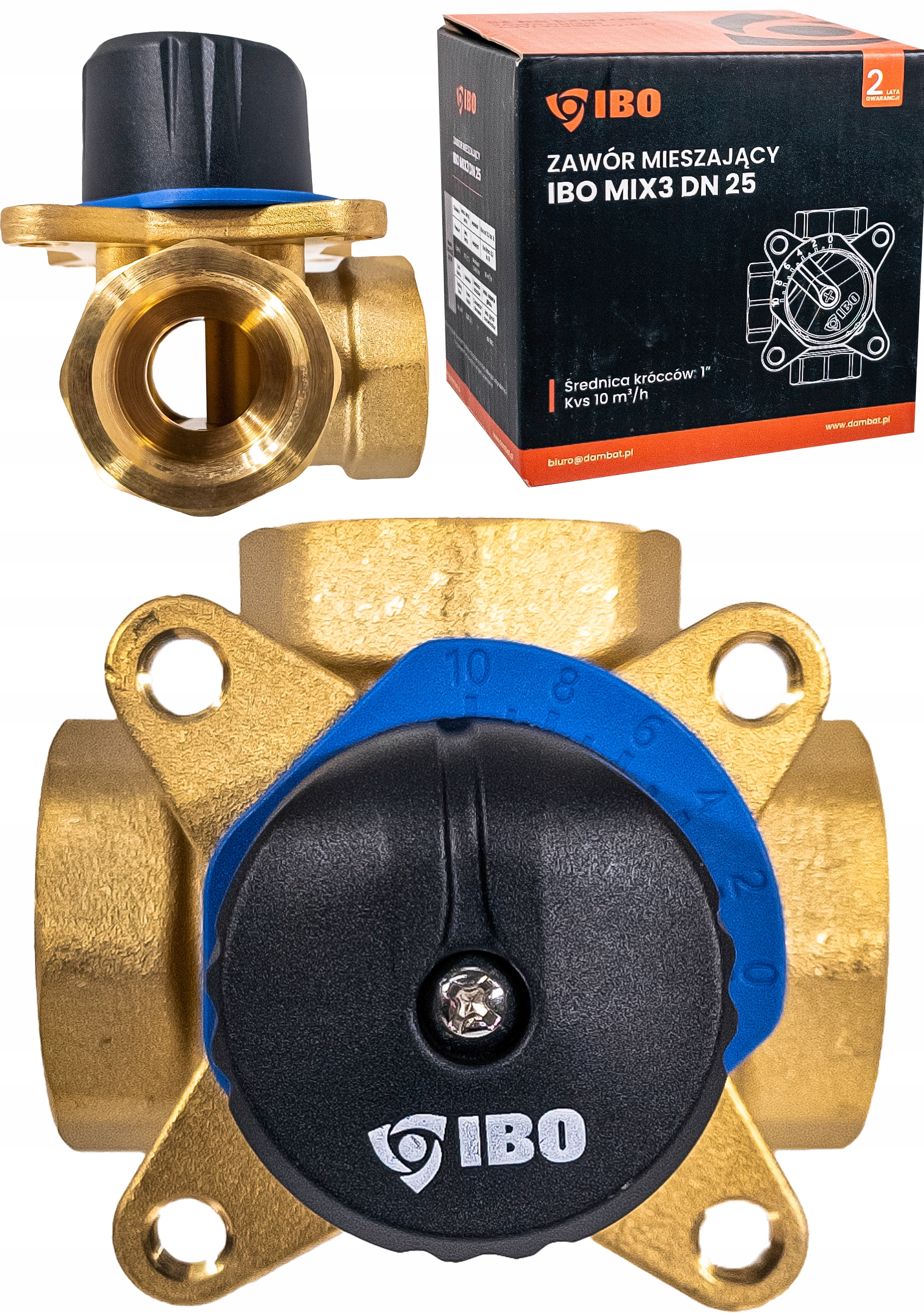 Zawór 3 Drogowy Trzydrożny Mieszający Regulacyjny 1" Cal DN25 Kvs 10 m3/h