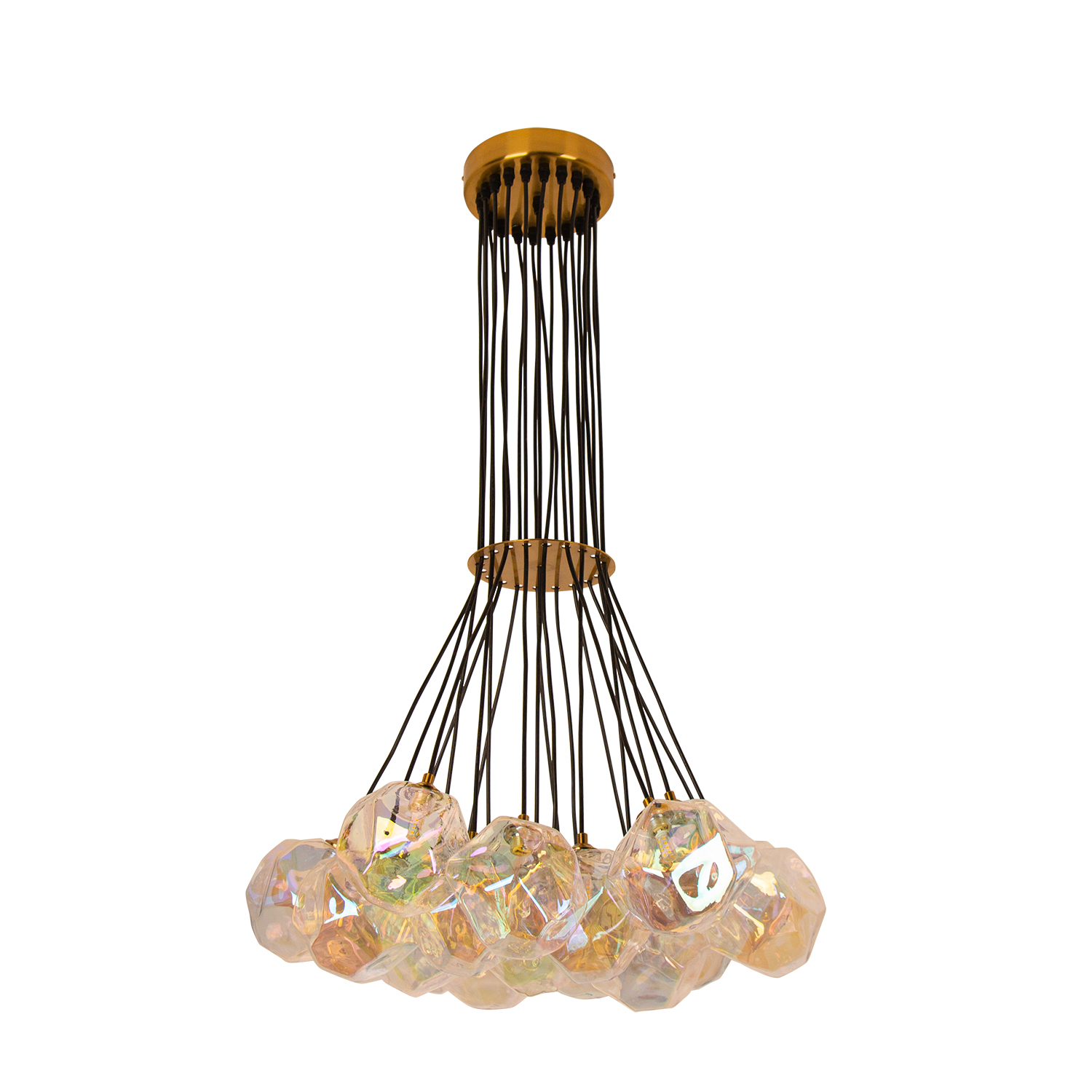 Nowoczesna Lampa Wisząca Kryształowa Led Do Salonu Złota 21 Kul Szklanych