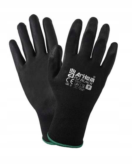 

Rękawice robocze manualne Pu-black 10 XL 12 par