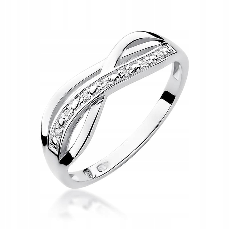 Prstýnek z bílého zlata 585 s diamanty a dámským očkem