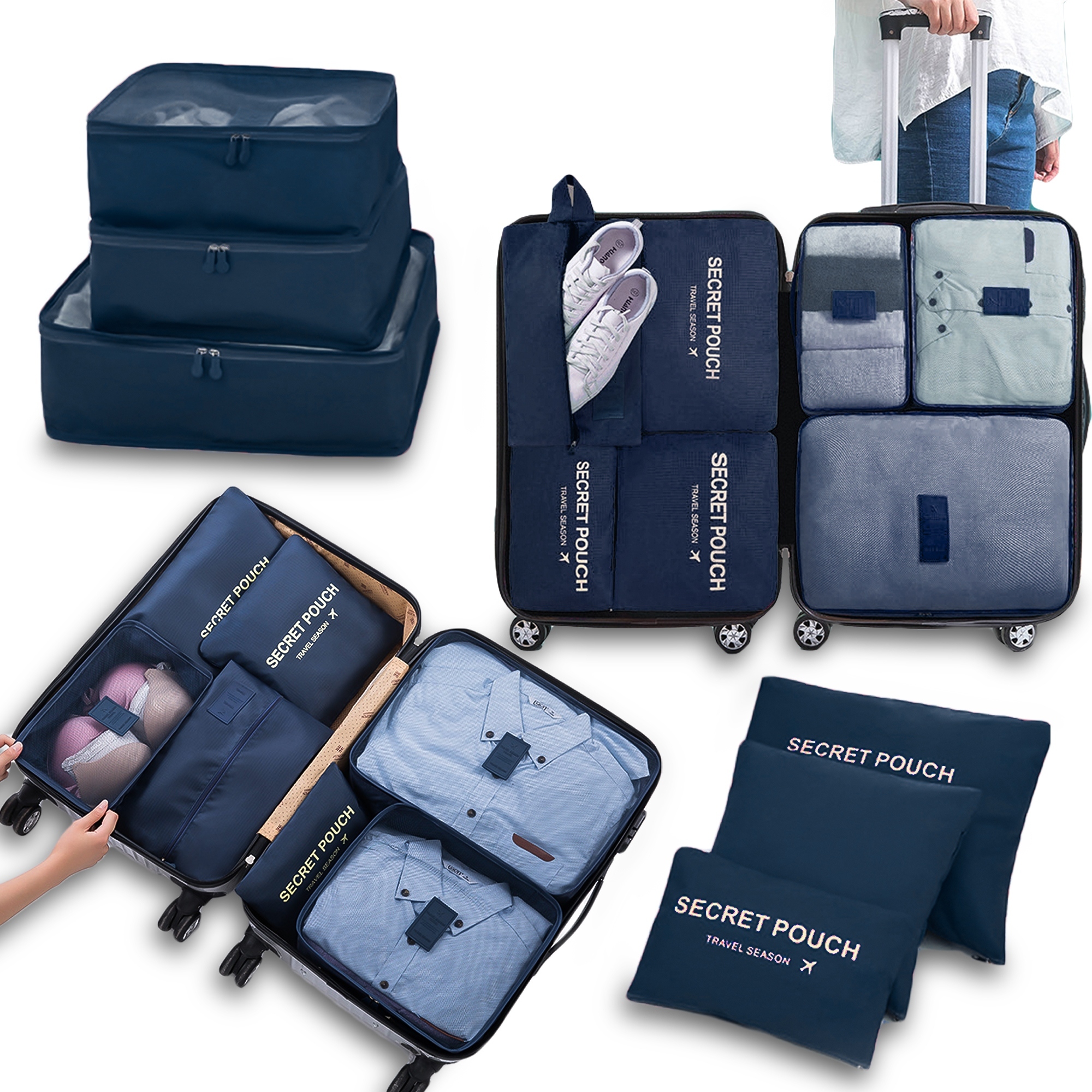 ORGANIZER PODRÓŻNY DO WALIZKI TORBY SZAFY ZESTAW 7 SZT UBRANIA I BUTY