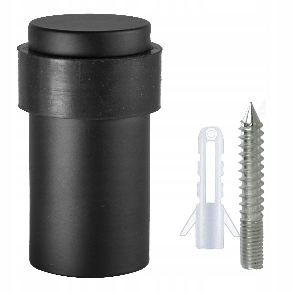 ODBOJNIK STOPER ODBÓJ BLOKADA DO DRZWI WALEC PREMIUM PEŁNY CZARNY MAT 60 mm