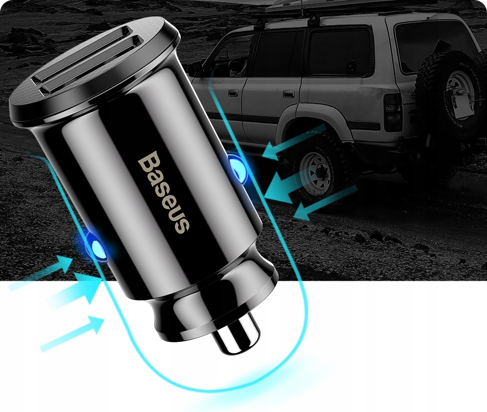 BASEUS MINI MOCNA SZYBKA ŁADOWARKA SAMOCHODOWA ZASILACZ 2x USB 3.1A LED Kod producenta CCALL-ML01