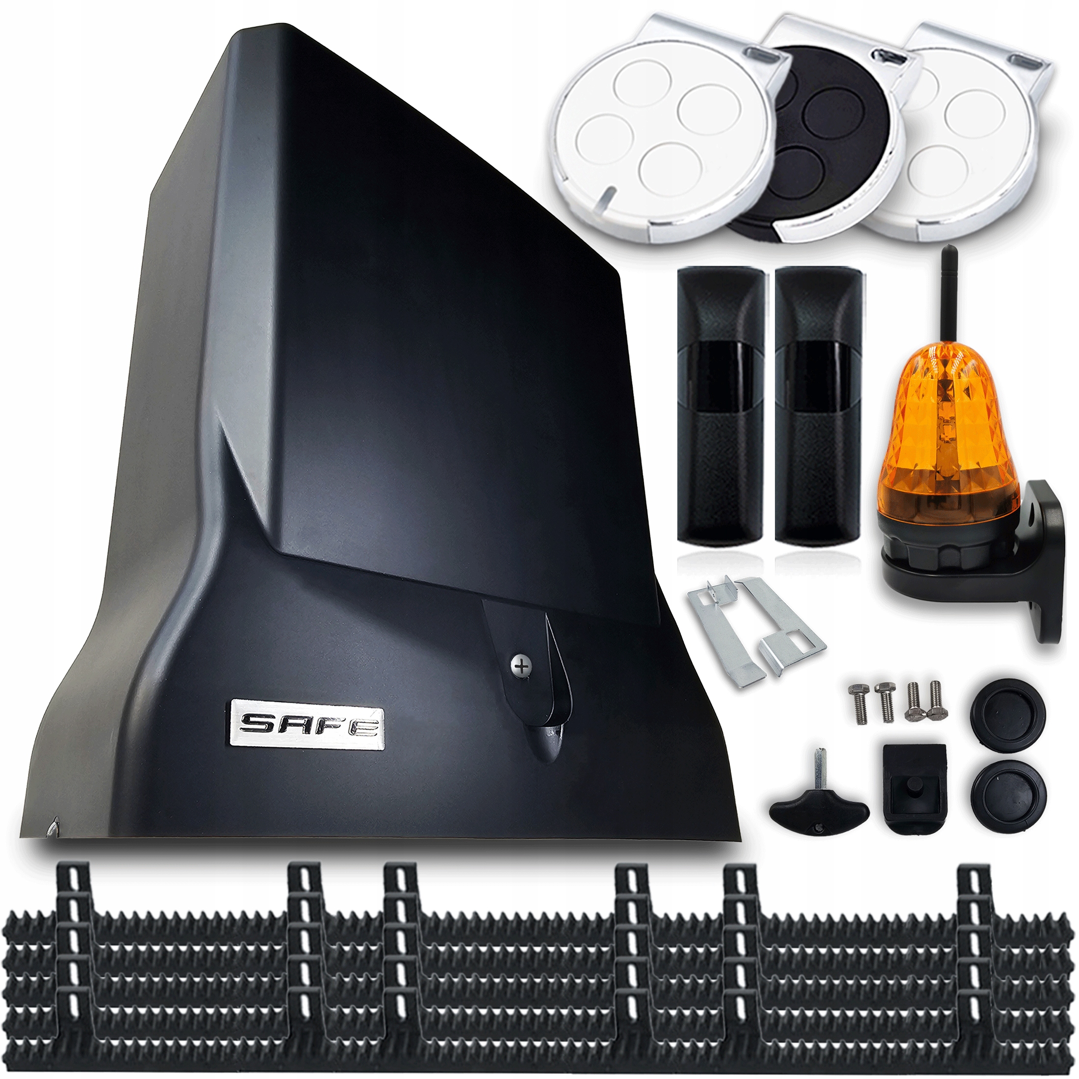 Set Pohon Posuvné Brány Safe automat 800 3x Ovladač foto lampa 5x Lišta