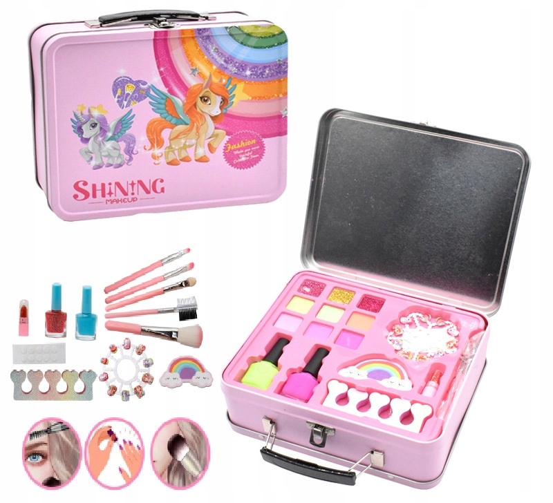 ZESTAW DO MAKIJAŻU DLA DZIECI ZESTAW MAKE UP DLA DZIECI KUFEREK JEDNOROŻEC