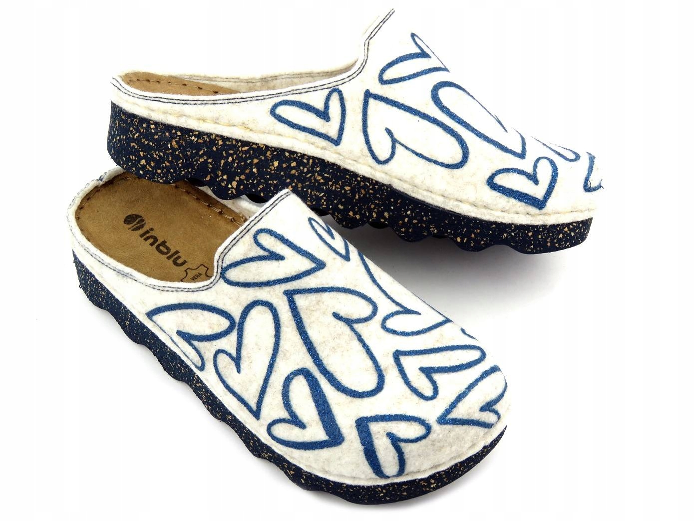 

Kapcie Damskie Inblu DK-07 Filcowe Eko Ciapy Serca