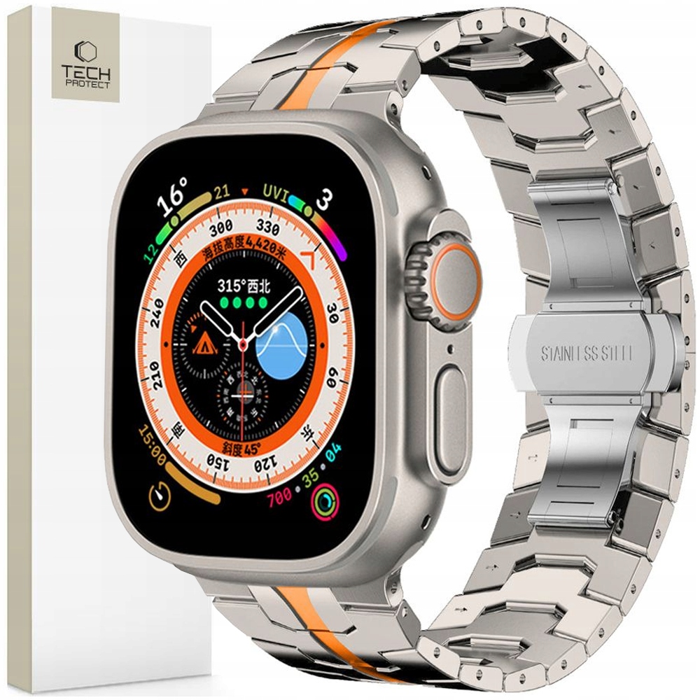 Tech-protect Stainless Line Pasek Do Apple Watch 6 7 8 9 10 Se Ultra 44 45