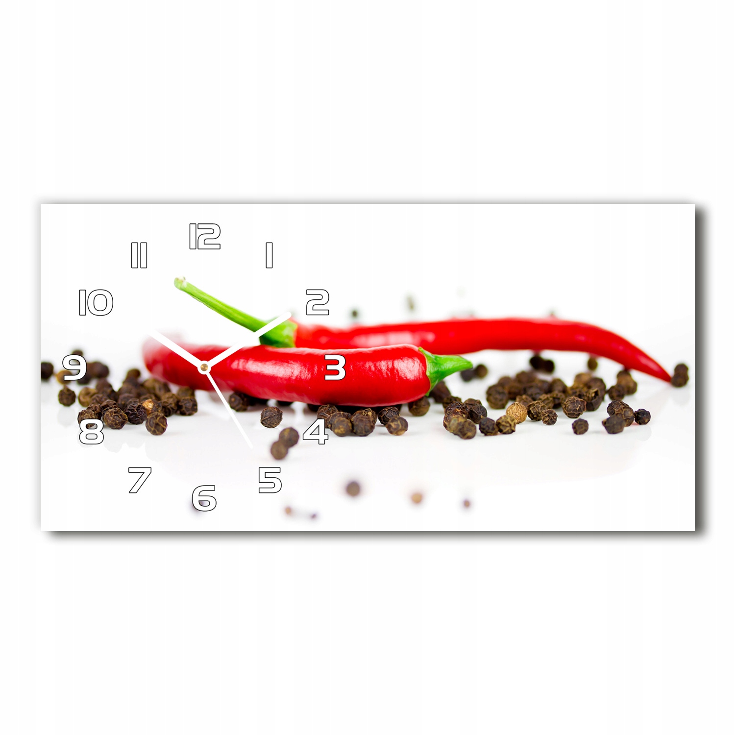 

Zegar szklany na ścianę Chilli i pieprz 60x30 cm