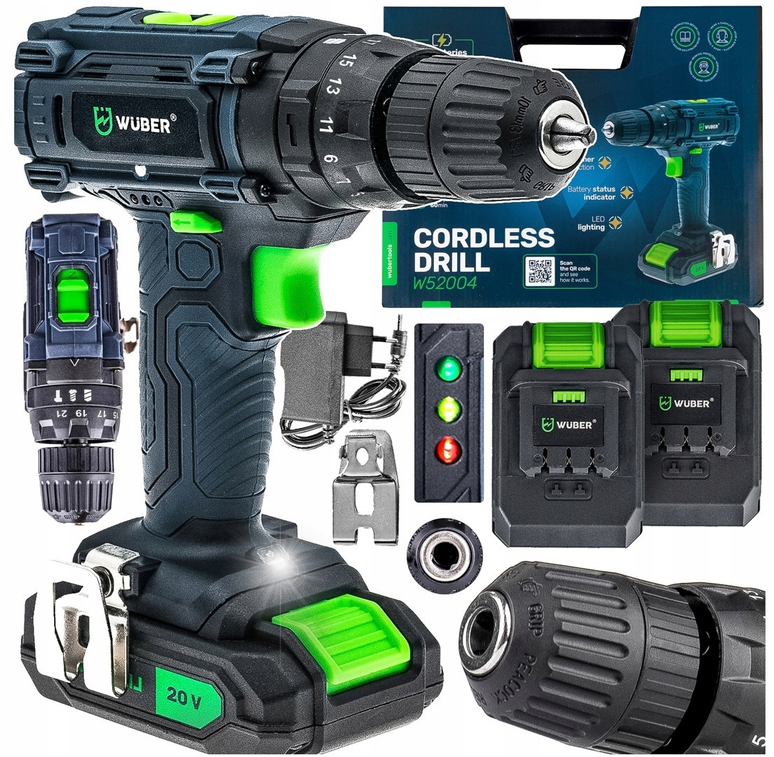 Wiertarko Wkrętarka Udarowa Akumulatorowa 20V 2X Akumulator Walizka