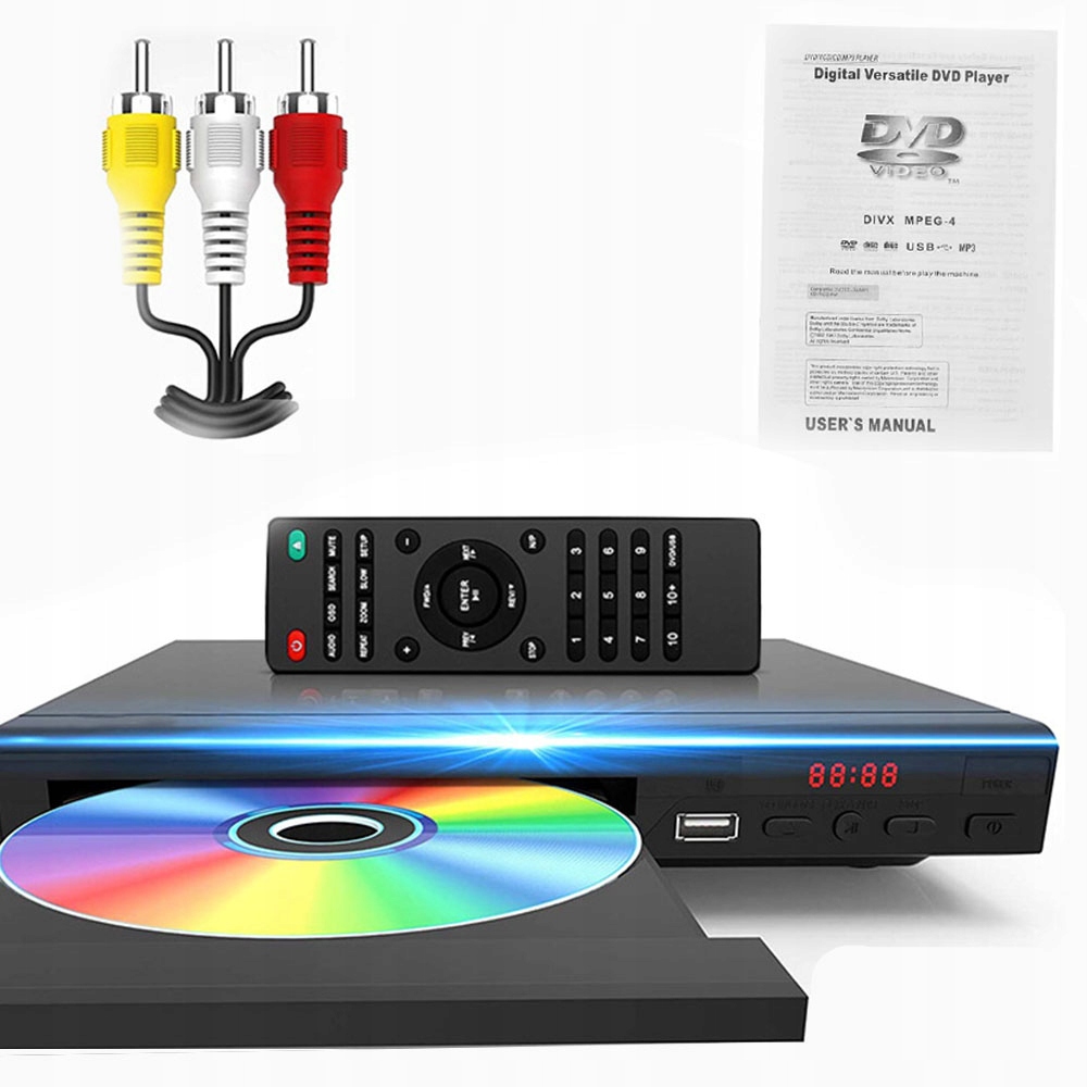 Odtwarzacz DVD Full Hd 1080p CD DVD MP3 Av Usb pilot zdalnego sterowania