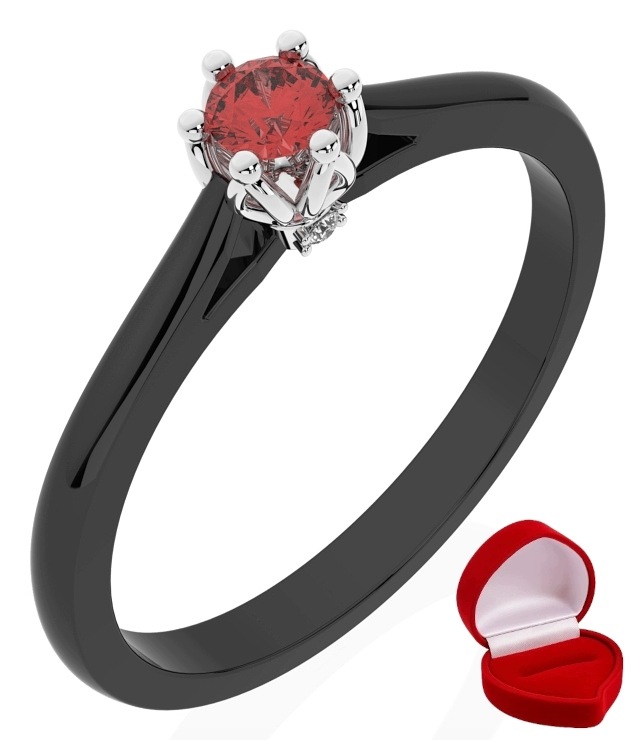 Zlatý Prstýnek 585 14k Rubín 0,09 ct Černé Zlato R15