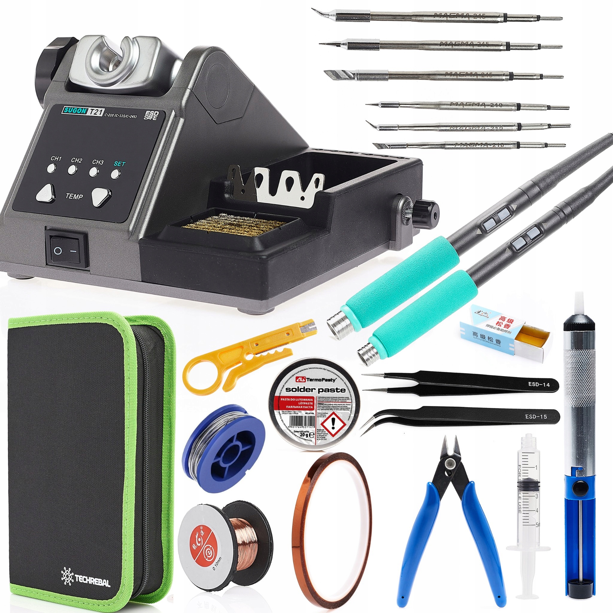 Pájecí Stanice Sugon T21 Groty T245 T210 Tavidlo Esd Pinzeta Odsávačka Cín