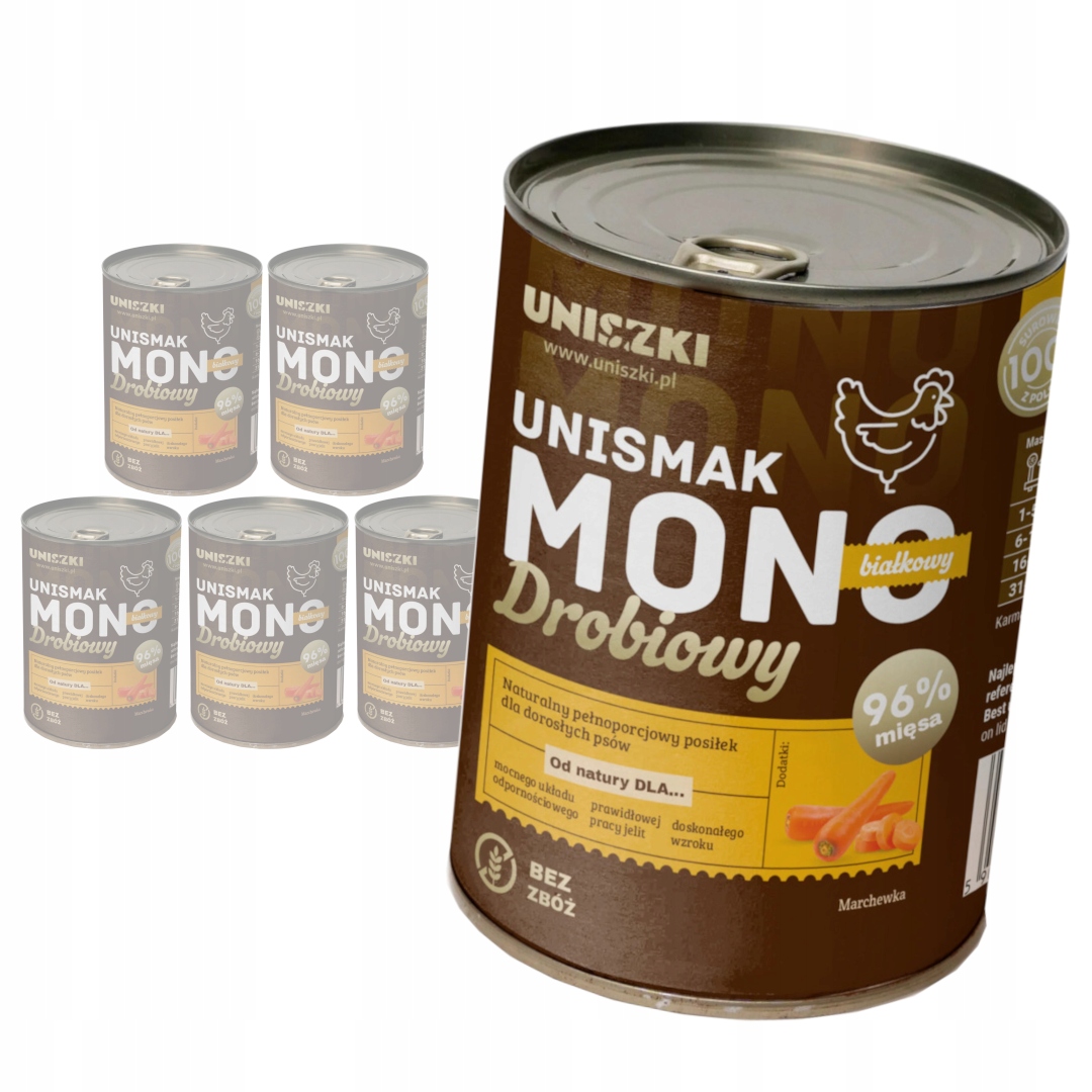 Uniszki Unismak Monoproteinový Drůbeží 6x400g Bezobilné Vlhké Krmivo pro psy