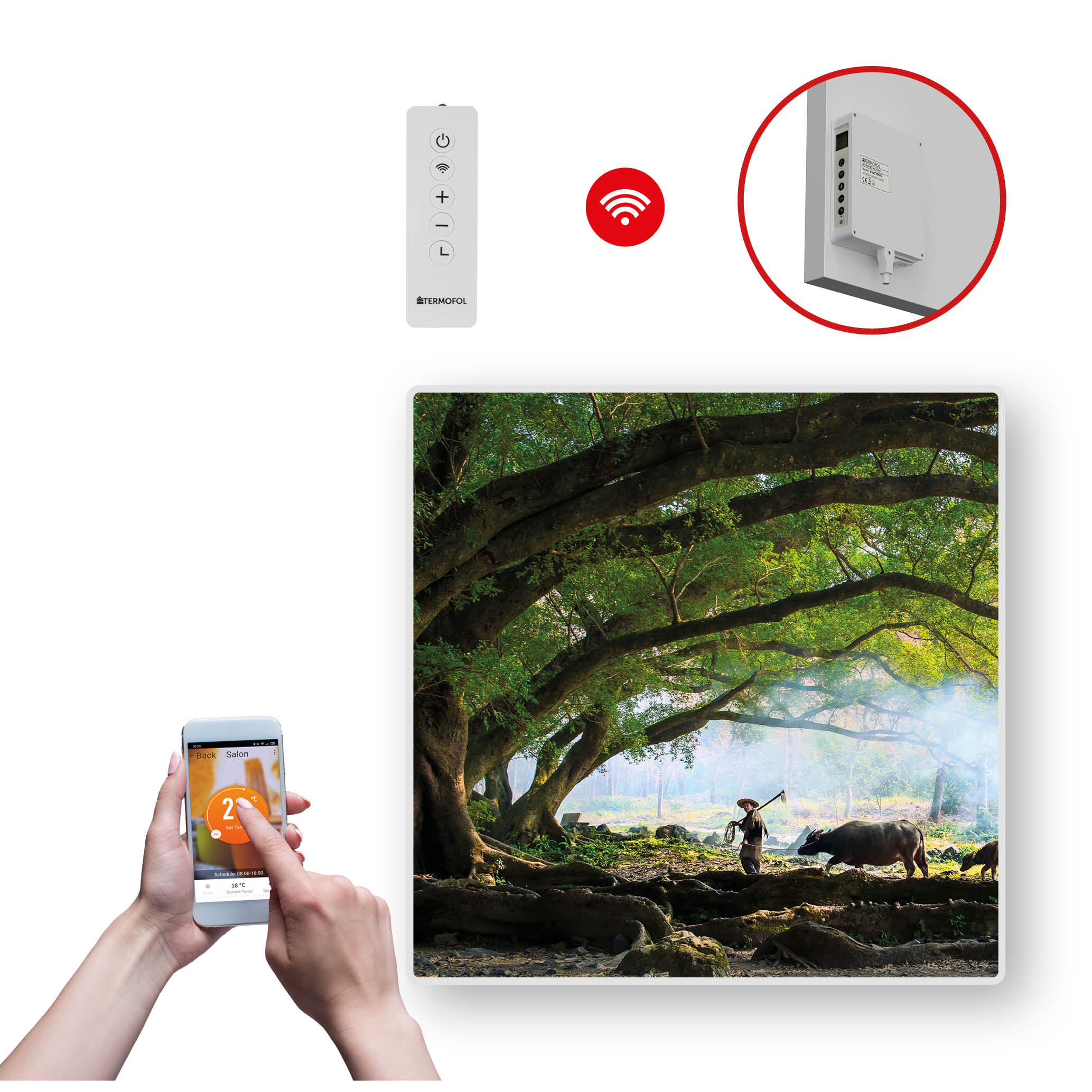 Dekoračný infračervený Ohrievací Panel s výkonom 350 W a Wifi