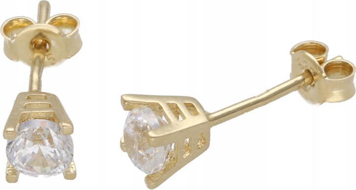 Zlaté náušnice 585 jemná zirkon tyčinka s elegantním vzorem pro ni