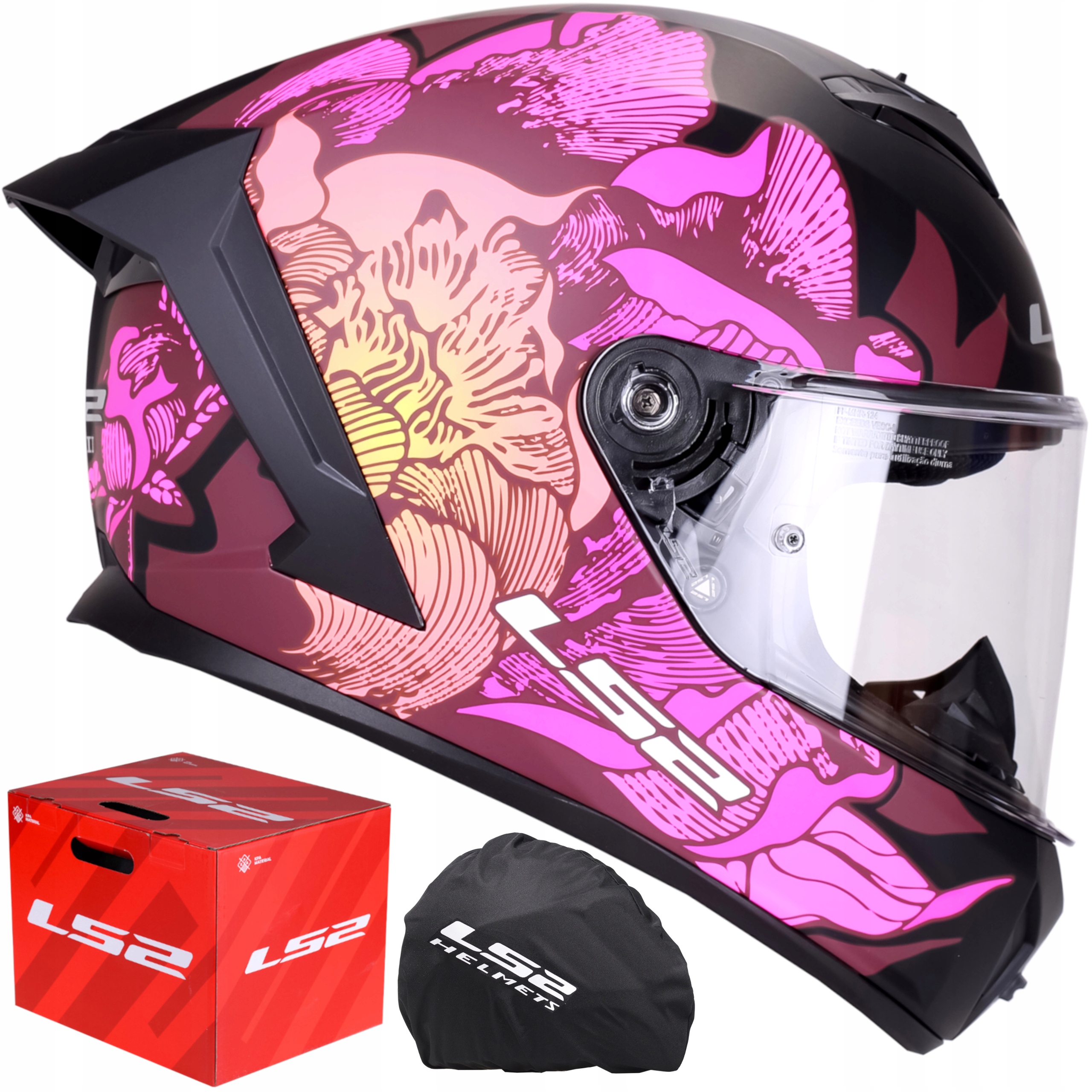 Kask integralny LS2 Rapid III FF820 poppies black nowy model Pinlock Ready