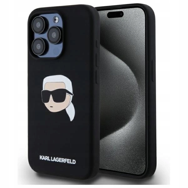 Pouzdro Karl Lagerfeld Silicone Karl Head Print MagSafe pro iPhone 15 Pro 6.1"