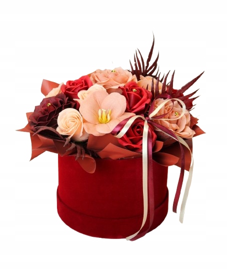 Flowerbox Mýdlové květiny ve velurové krabičce Dárek Kytice