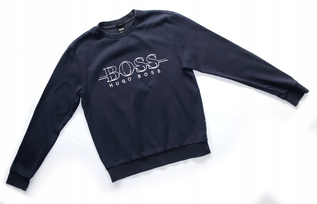 HUGO BOSS SLIM FIT S TMAVO MODRÁ MIKINA BAVLNA BAVLNENÚ TMAVOMODRÚ