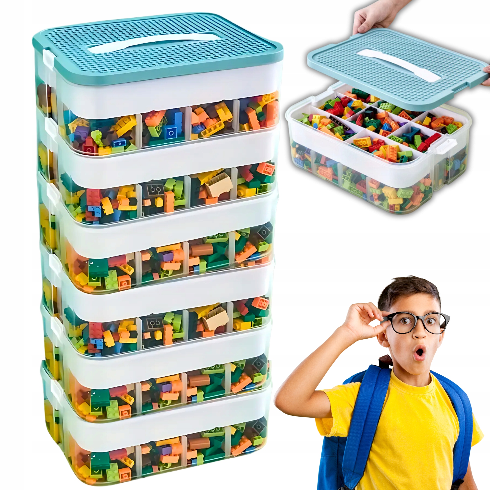 Lego 6-PATROVÝ Vrstvený Organizér na kostky s přihrádkami 44 L